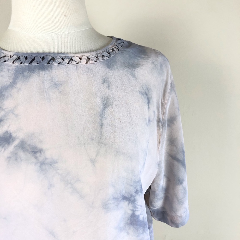 vintage 90s tie dye silk tee | 1990s pale pastel t shirt | grunge boho hippie - Picture 4 of 8